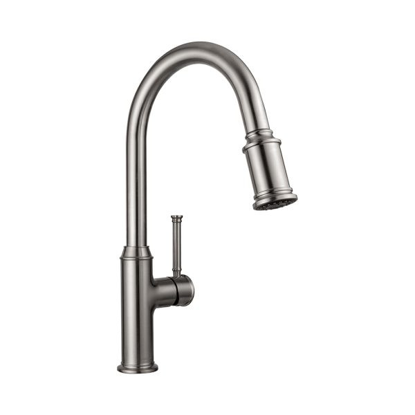 KSK1124BN - Single Handle 17" High Pull-down Kitchen Faucet with Single HOLE - Brushed Nickel Finish