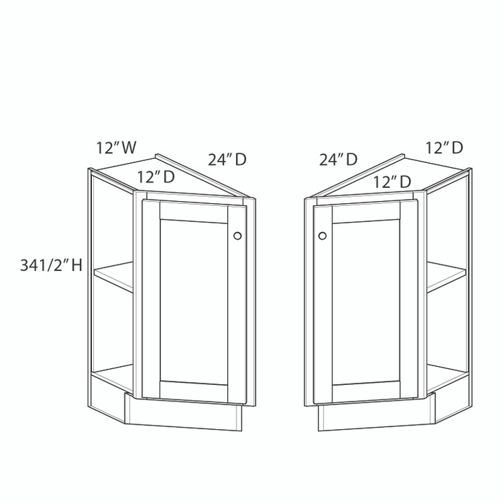 Bedford Ready to Assemble 12 in. W x 34.5 in. H x 24 in. D Plywood Base Transitional Cabinet Left in Painted White