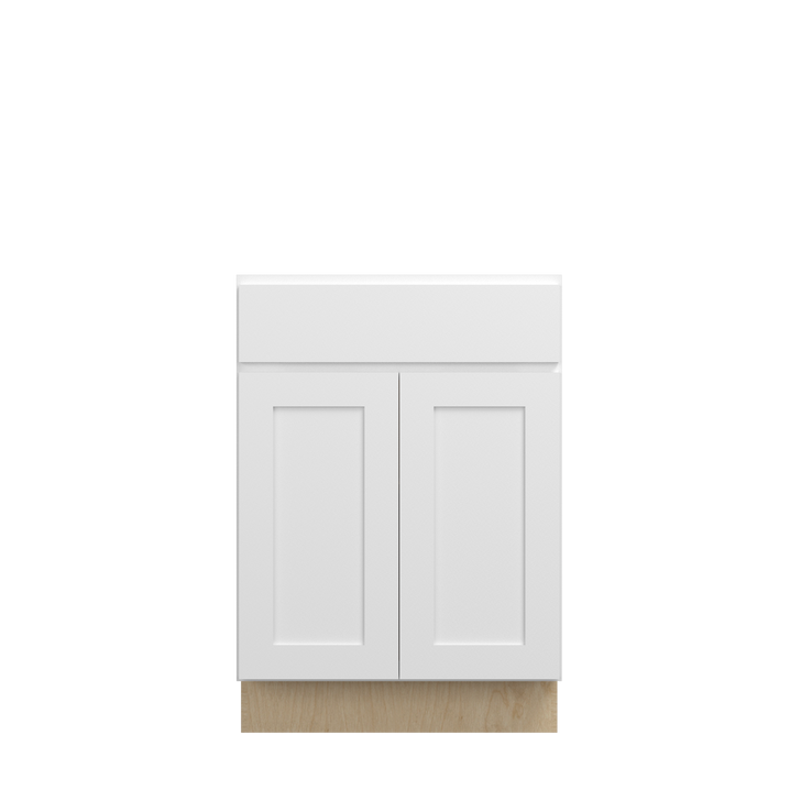 Bedford Ready to Assemble 24 in. W x 34.5 in. H x 24 in. D Plywood Base Cabinet w/(2) Roll-out Trays in Painted White