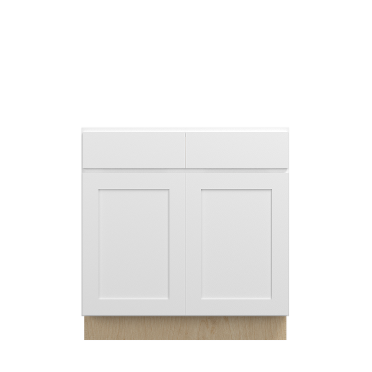 Bedford Ready to Assemble 33 in. W x 34.5 in. H x 24 in. D Plywood Base Cabinet w/(2) Roll-out Trays in Painted White
