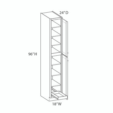 Bedford Ready to Assemble 18 in. W x 96 in. H x 24 in. D Plywood Tall Cabinet w/(1) Roll-out Tray in Painted White
