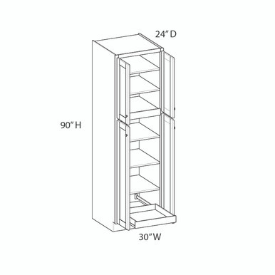Bedford Ready to Assemble 30 in. W x 90 in. H x 24 in. D Plywood Tall Cabinet w/(1) Roll-out Tray in Painted White