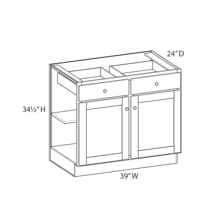 Bedford Assembled 39 in. W x 34.5 in. H x 24 in. D Plywood Base Cabinet in Painted White