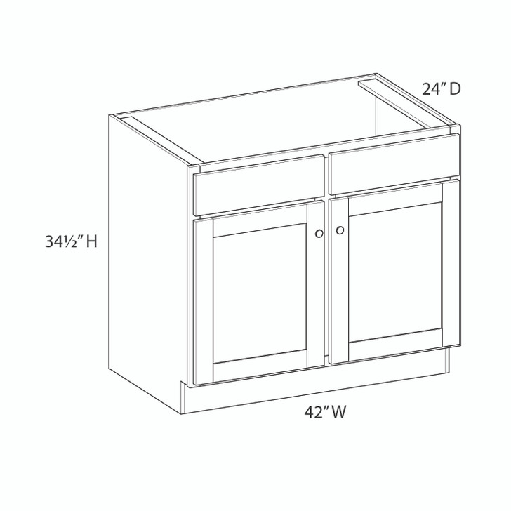Bedford Assembled 42 in. W x 34.5 in. H x 24 in. D Plywood Sink Base Cabinet in Painted White