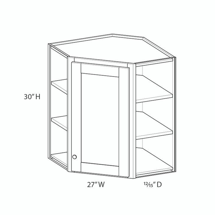 Bedford Assembled 27 in. W x 30 in. H x 15 in. D Plywood Diagonal Corner Wall Cabinet in Painted White