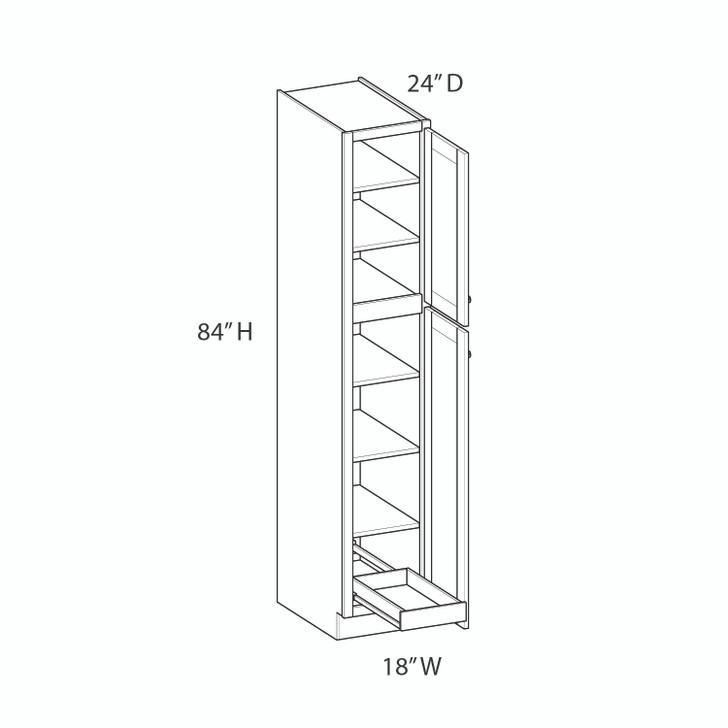 Bedford Assembled 18 in. W x 84 in. H x 24 in. D Plywood Tall Cabinet w/(1) Roll-out Tray in Painted White