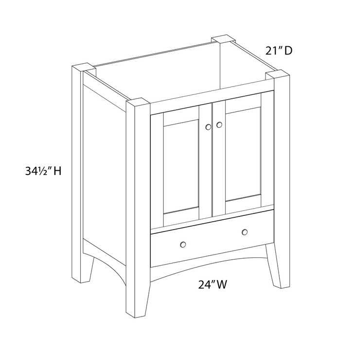 JAMESTOWN Assembled 24 in. W x 32.5 in. H x 21 in. D Plywood Decorative Vanity Sink Base w/Bottom Drawer in Espresso