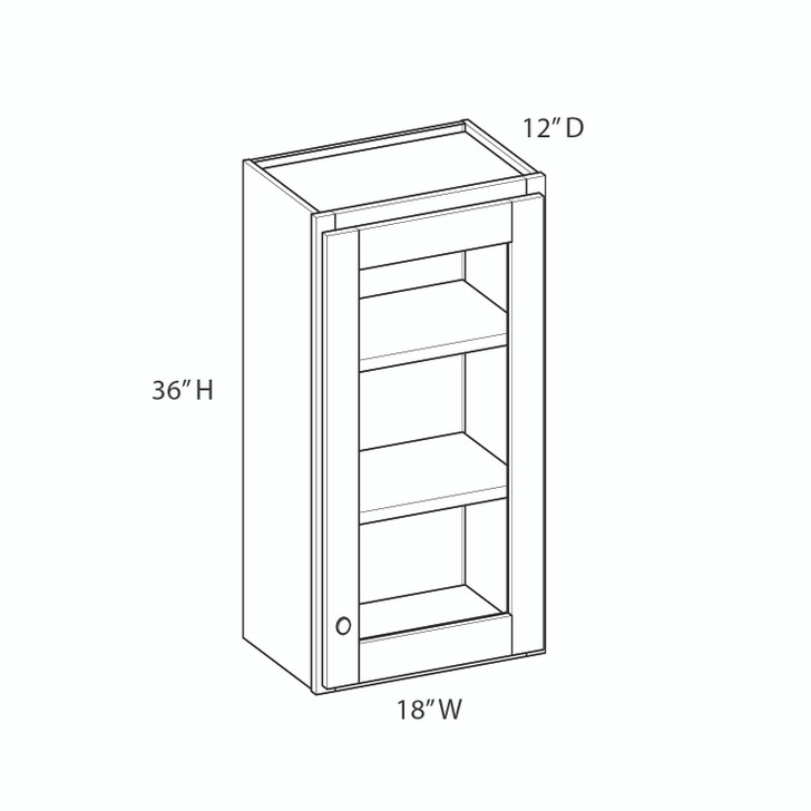 JAMESTOWN Assembled 18 in. W x 36 in. H x 12 in. D Plywood Glass Door Wall Cabinet w/ Finished Interior in Espresso