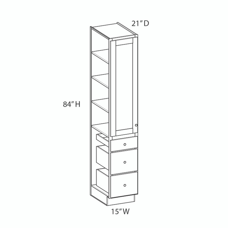 NORFOLK Assembled 15 in. W x 84 in. H x 21 in. D Plywood Vanity Linen Cabinet w/(3) Drawers in Painted White
