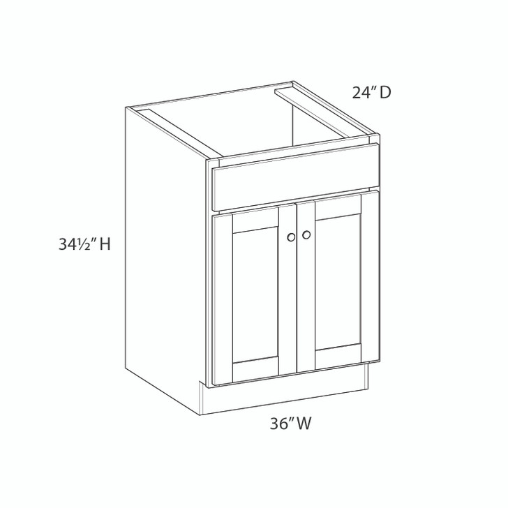 NORFOLK Assembled 36 in. W x 34.5 in. H x 24 in. D Plywood Sink Base Cabinet in Painted White