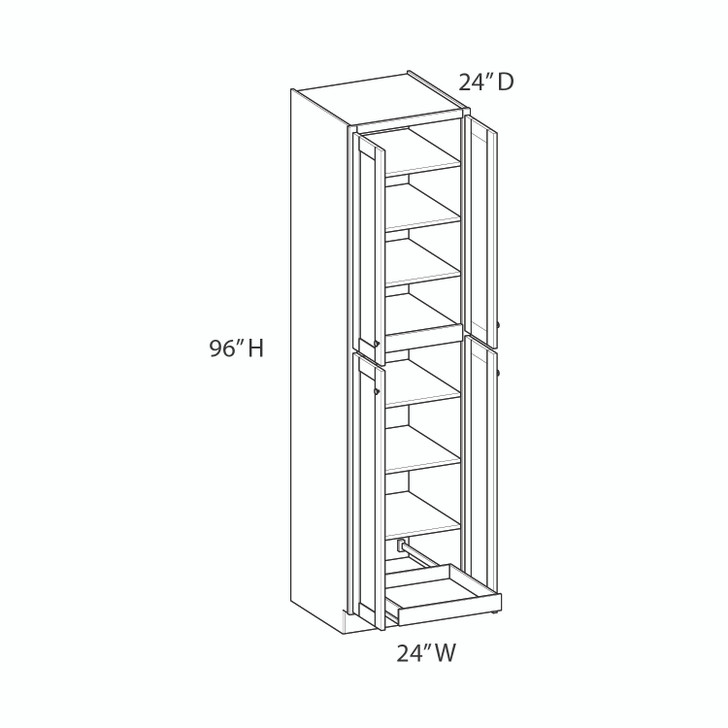 NORFOLK Assembled 24 in. W x 96 in. H x 24 in. D Plywood Tall Cabinet w/(1) Roll-out Tray in Painted White