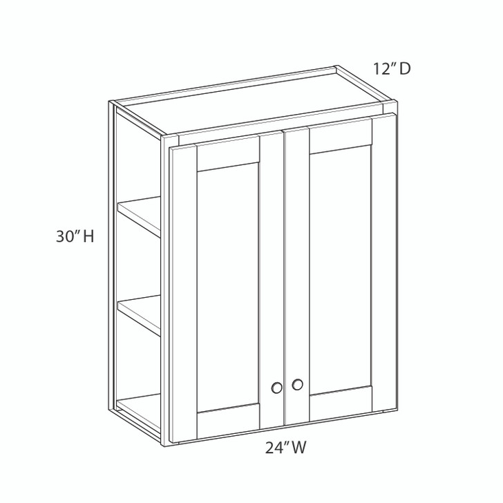 NORFOLK Assembled 24 in. W x 30 in. H x 12 in. D Plywood Wall Cabinet in Painted White