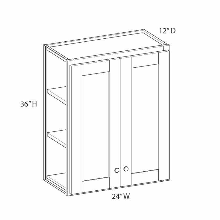 NORFOLK Assembled 24 in. W x 36 in. H x 12 in. D Plywood Wall Cabinet in Painted White