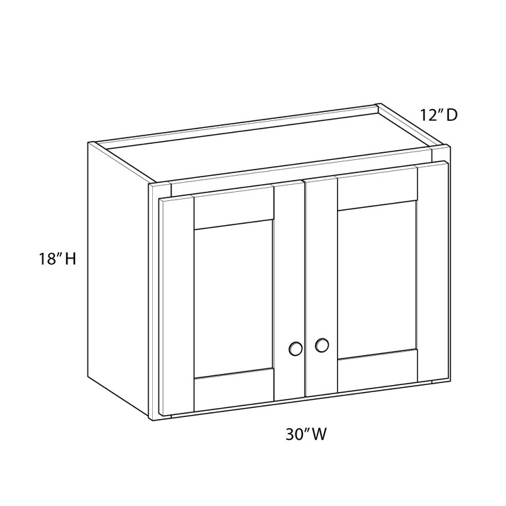 NORFOLK Assembled 30 in. W x 18 in. H x 12 in. D Plywood Wall Cabinet in Painted White