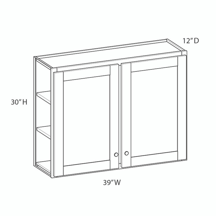 NORFOLK Assembled 39 in. W x 30 in. H x 12 in. D Plywood Wall Cabinet in Painted White