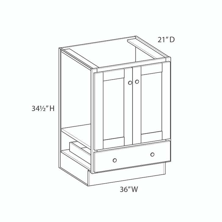NORFOLK Ready to Assemble 36 in. W x 34.5 in. H x 21 in. D Plywood Vanity Cabinet w/Bottom Drawer in Painted White