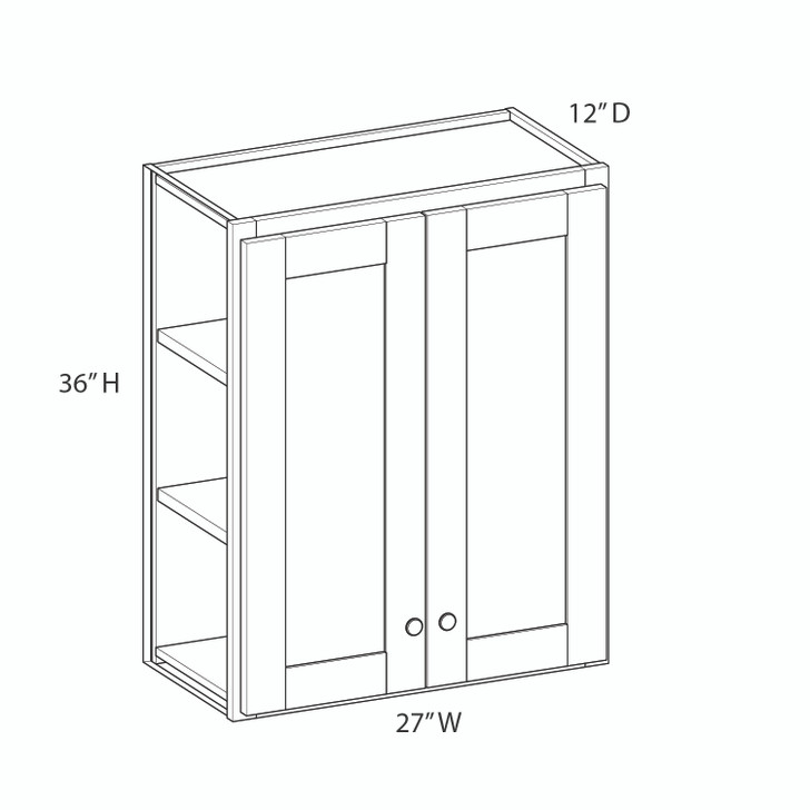 NORFOLK Ready to Assemble 27 in. W x 36 in. H x 12 in. D Plywood Wall Cabinet in Painted White