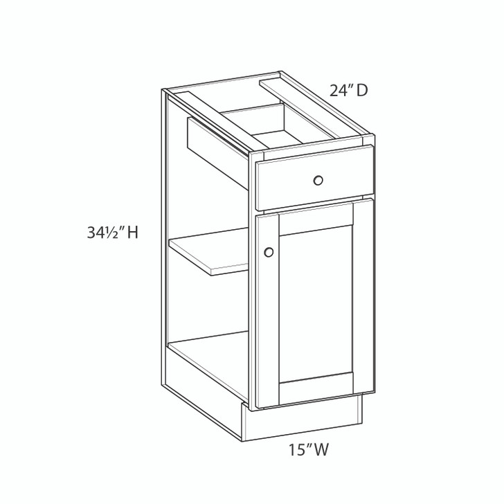 BELLE HAVEN Assembled 15 in. W x 34.5 in. H x 24 in. D Plywood Base Cabinet in Driftwood