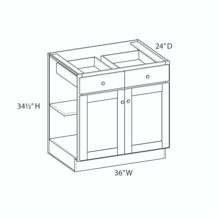 BELLE HAVEN Assembled 36 in. W x 34.5 in. H x 24 in. D Plywood Base Cabinet in Driftwood