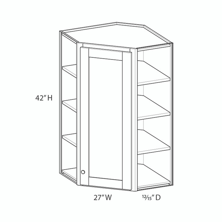 BELLE HAVEN Assembled 27 in. W x 42 in. H x 15 in. D Plywood Diagonal Corner Wall Cabinet in Driftwood