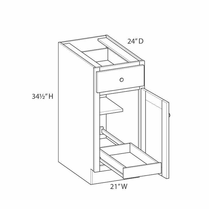 BELLE HAVEN Assembled 21 in. W x 34.5 in. H x 24 in. D Plywood Base Cabinet w/(1) Roll-out Tray in Driftwood