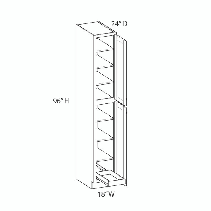 BELLE HAVEN Assembled 18 in. W x 96 in. H x 24 in. D Plywood Tall Cabinet w/(1) Roll-out Tray in Driftwood