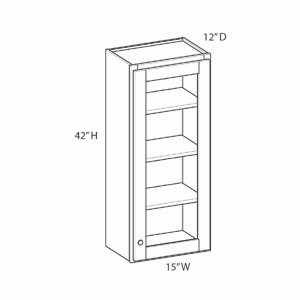 BELLE HAVEN Assembled 15 in. W x 42 in. H x 12 in. D Plywood Glass Door Wall Cabinet w/ Finished Interior in Driftwood