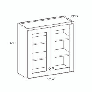 BELLE HAVEN Ready to Assemble 30 in. W x 36 in. H x 12 in. D Plywood Glass Door Wall Cabinet w/ Finished Interior in Driftwood