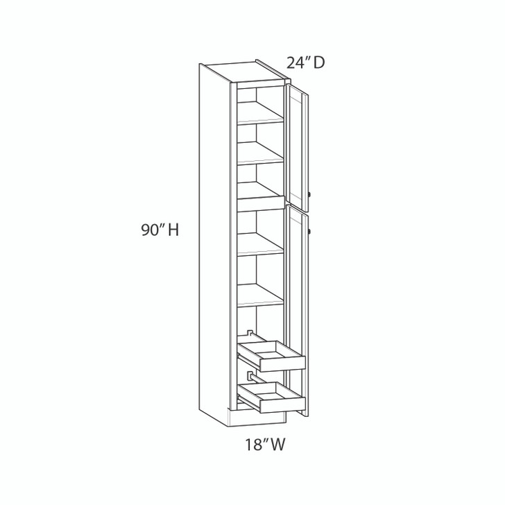 BELLE HAVEN Ready to Assemble 18 in. W x 90 in. H x 24 in. D Plywood Tall Cabinet w/(2) Roll-out Trays in Driftwood