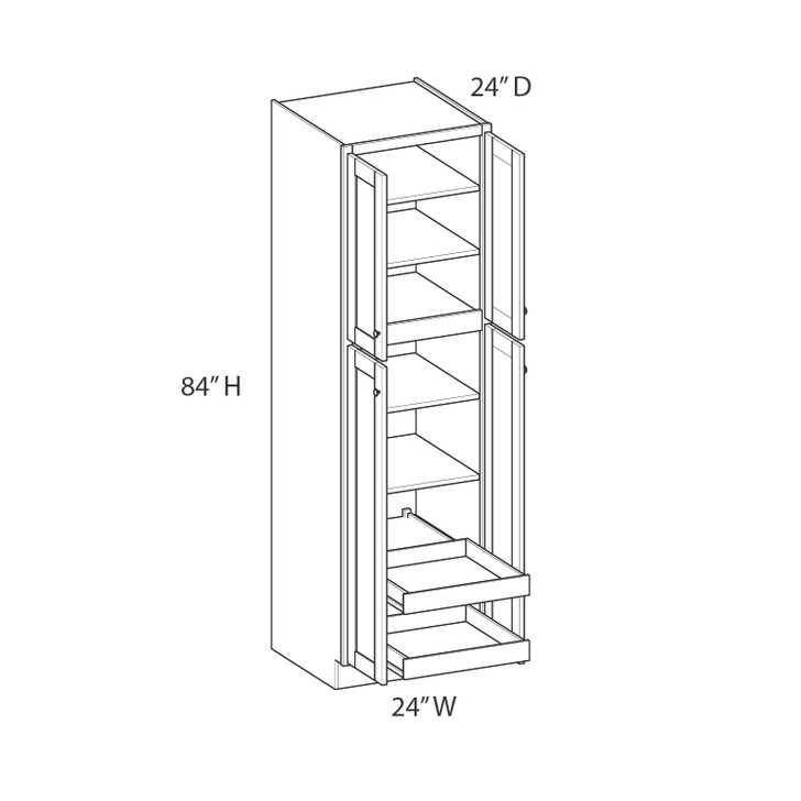 BELLE HAVEN Ready to Assemble 24 in. W x 84 in. H x 24 in. D Plywood Tall Cabinet w/(2) Roll-out Trays in Driftwood