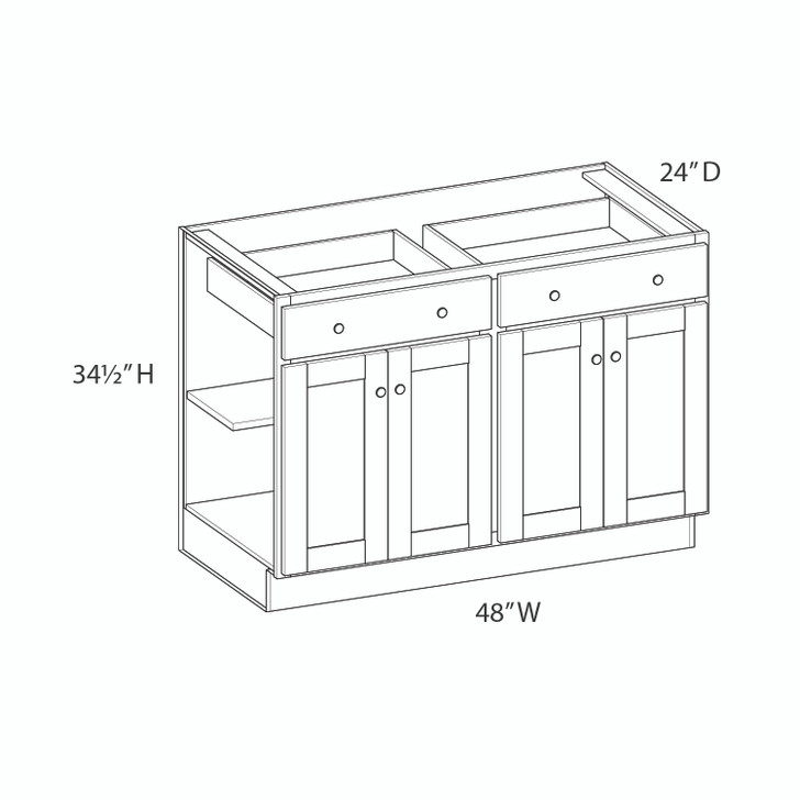 GLOUCESTER Assembled 48 in. W x 34.5 in. H x 24 in. D Plywood Base Cabinet in Toffee