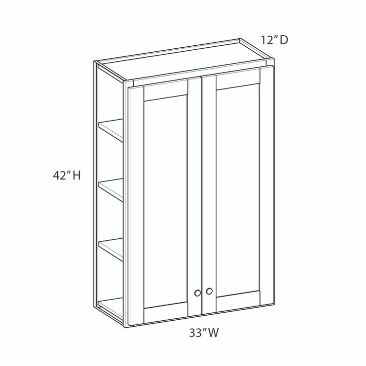 GLOUCESTER Assembled 33 in. W x 42 in. H x 12 in. D Plywood Wall Cabinet in Toffee