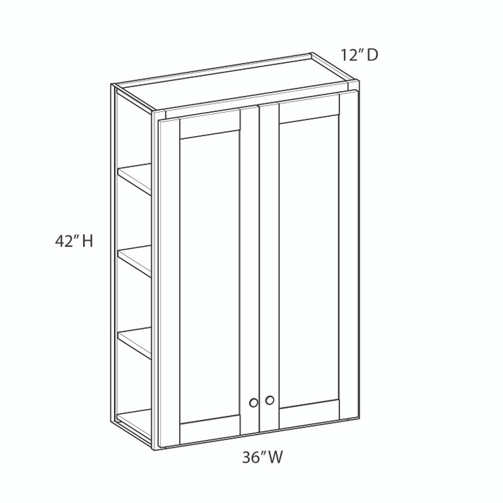 GLOUCESTER Assembled 36 in. W x 42 in. H x 12 in. D Plywood Wall Cabinet in Toffee