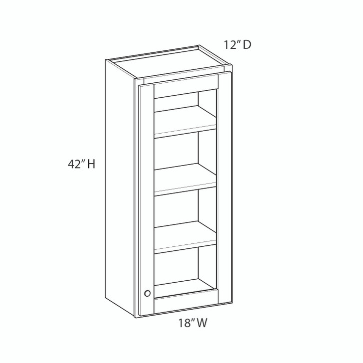 GLOUCESTER Ready to Assemble 18 in. W x 42 in. H x 12 in. D Plywood Glass Door Wall Cabinet w/ Finished Interior in Toffee