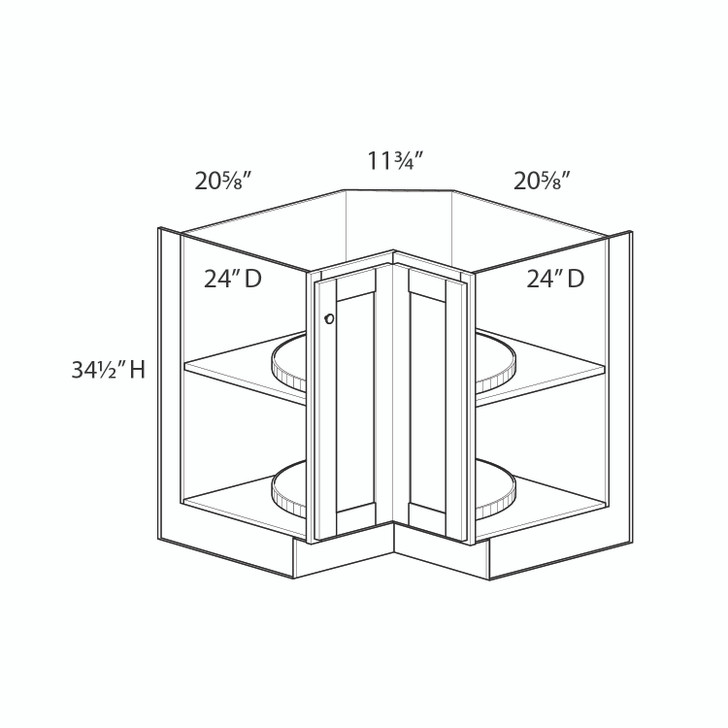 GLOUCESTER Ready to Assemble 33 in. W x 34.5 in. H x 24 in. D Plywood Lazy Susan Base Corner Cabinet Left in Toffee