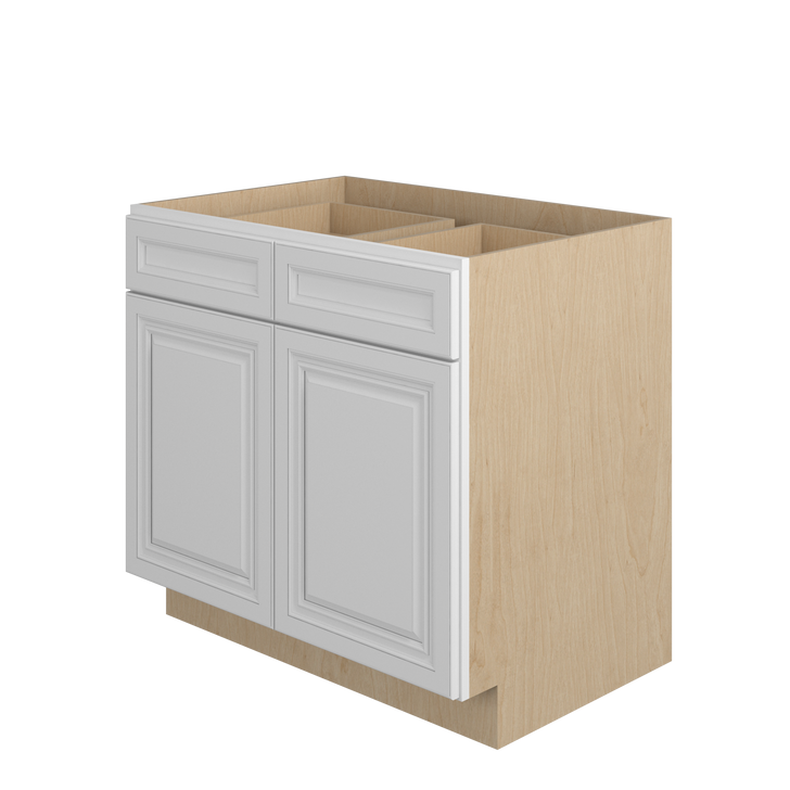 DAMASCUS Ready to Assemble 36 in. W x 34.5 in. H x 24 in. D Plywood Base Cabinet w/(2) Roll-out Trays in French Vanilla