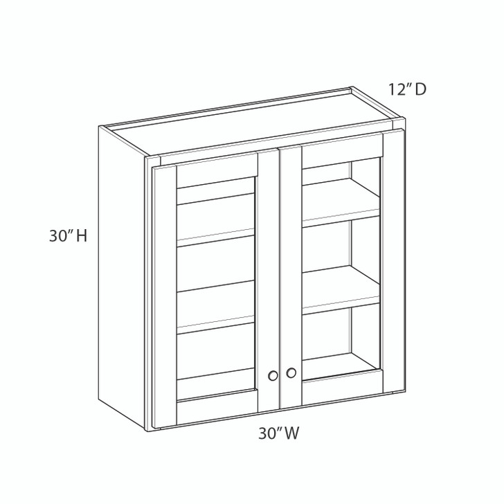 DAMASCUS Ready to Assemble 36 in. W x 36 in. H x 12 in. D Plywood Frosted Glass Door Wall Cabinet in French Vanilla