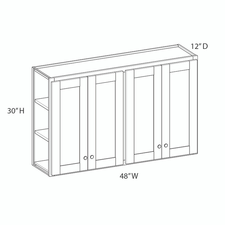 PORTSMOUTH Ready to Assemble 48 in. W x 30 in. H x 12 in. D Plywood Wall Cabinet in Bordeaux