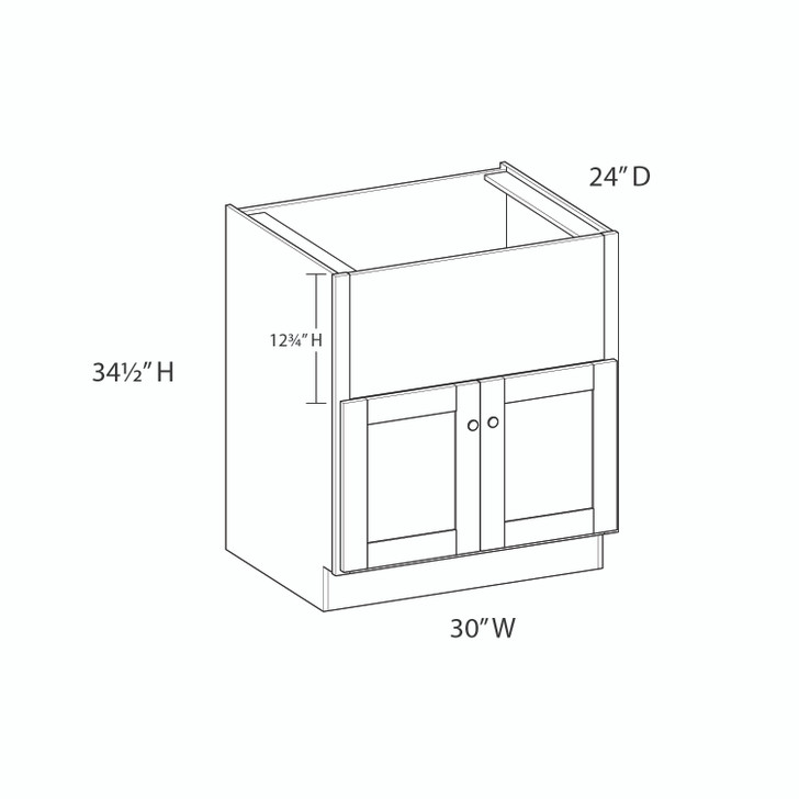PORTSMOUTH Assembled 30 in. W x 34.5 in. H x 24 in. D Plywood Farm Sink Base Cabinet in Bordeaux