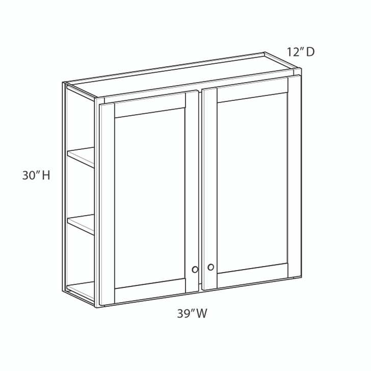 PORTSMOUTH Assembled 39 in. W x 36 in. H x 12 in. D Plywood Wall Cabinet in Bordeaux
