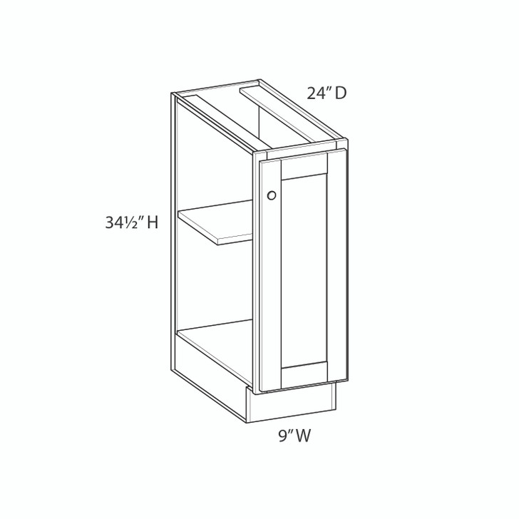 CUMBERLAND Assembled 9 in. W x 34.5 in. H x 24 in. D Plywood Base Cabinet Full Height Door(s) in Painted Stratus