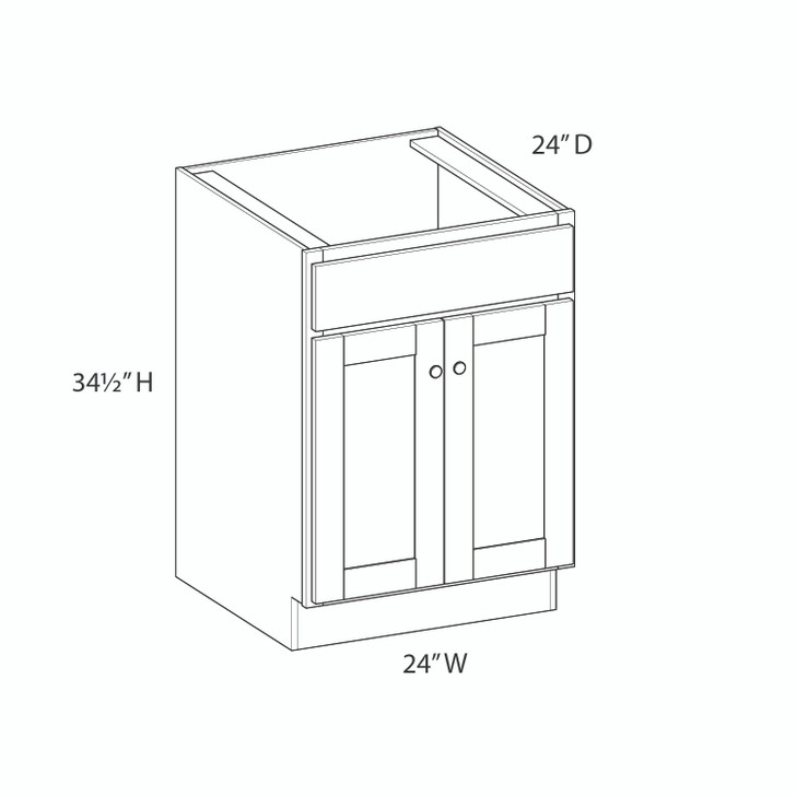 CUMBERLAND Assembled 24 in. W x 34.5 in. H x 24 in. D Plywood Sink Base Cabinet in Painted Stratus