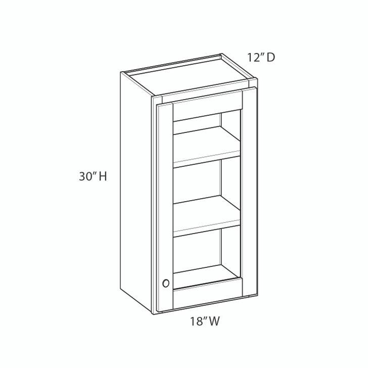 CUMBERLAND Ready to Assemble 18 in. W x 30 in. H x 12 in. D Plywood Glass Door Wall Cabinet w/ Finished Interior in Painted Stratus