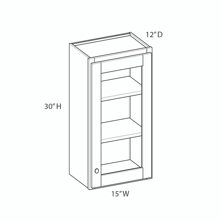 Aberdeen Assembled 15 in. W x 30 in. H x 12 in. D Plywood Glass Door Wall Cabinet w/ Finished Interior in Caramel