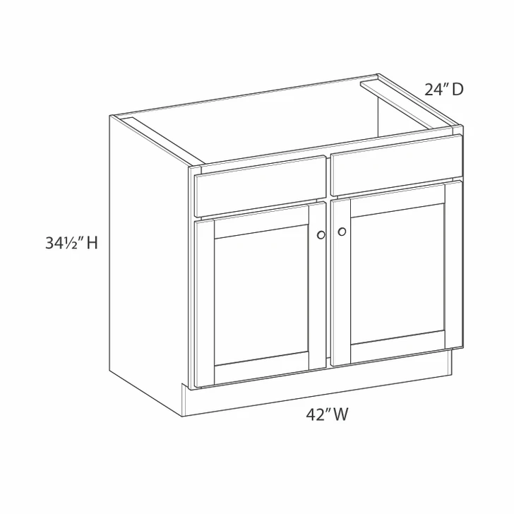 Aberdeen Assembled 42 in. W x 34.5 in. H x 24 in. D Plywood Sink Base Cabinet in Caramel