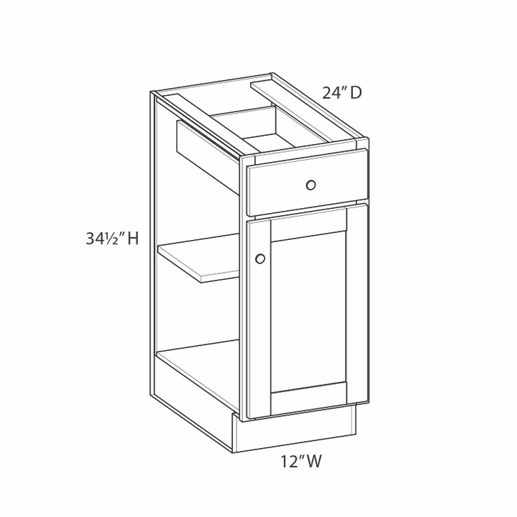 Aberdeen Ready to Assemble 12 in. W x 34.5 in. H x 24 in. D Plywood Base Cabinet w/(1) Roll-out Tray in Caramel