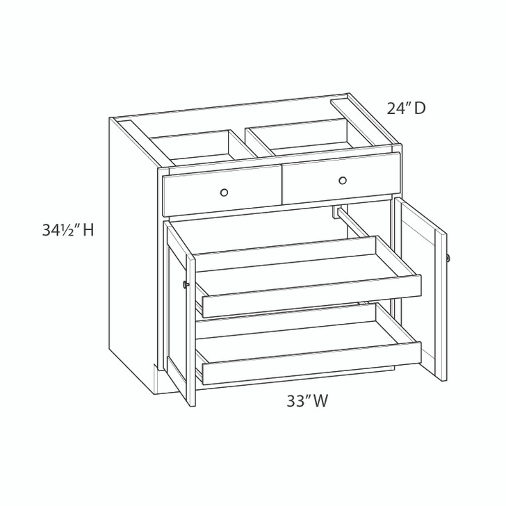Aberdeen Ready to Assemble 33 in. W x 34.5 in. H x 24 in. D Plywood Base Cabinet in Caramel
