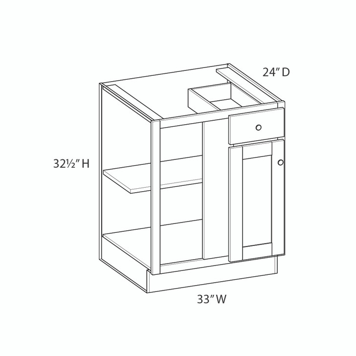 Aberdeen Ready to Assemble 33 in. W x 32.5 in. H x 24 in. D Plywood Blind Base Corner Cabinet Left in Caramel
