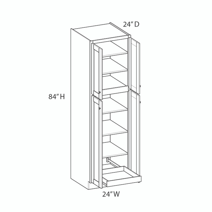 Aberdeen Ready to Assemble 24 in. W x 84 in. H x 24 in. D Plywood Tall Cabinet w/(1) Roll-out Tray in Caramel