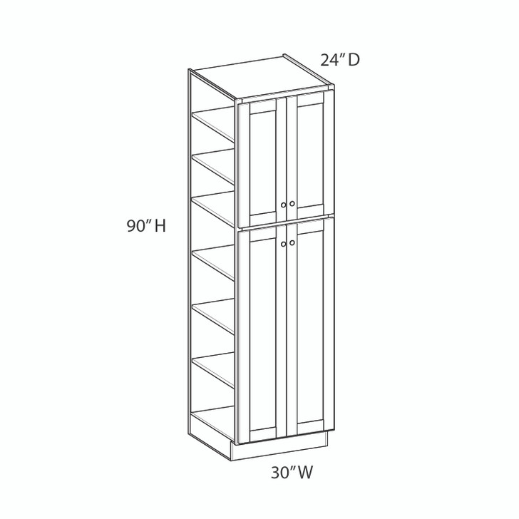 Aberdeen Ready to Assemble 30 in. W x 90 in. H x 24 in. D Plywood Tall Cabinet in Caramel
